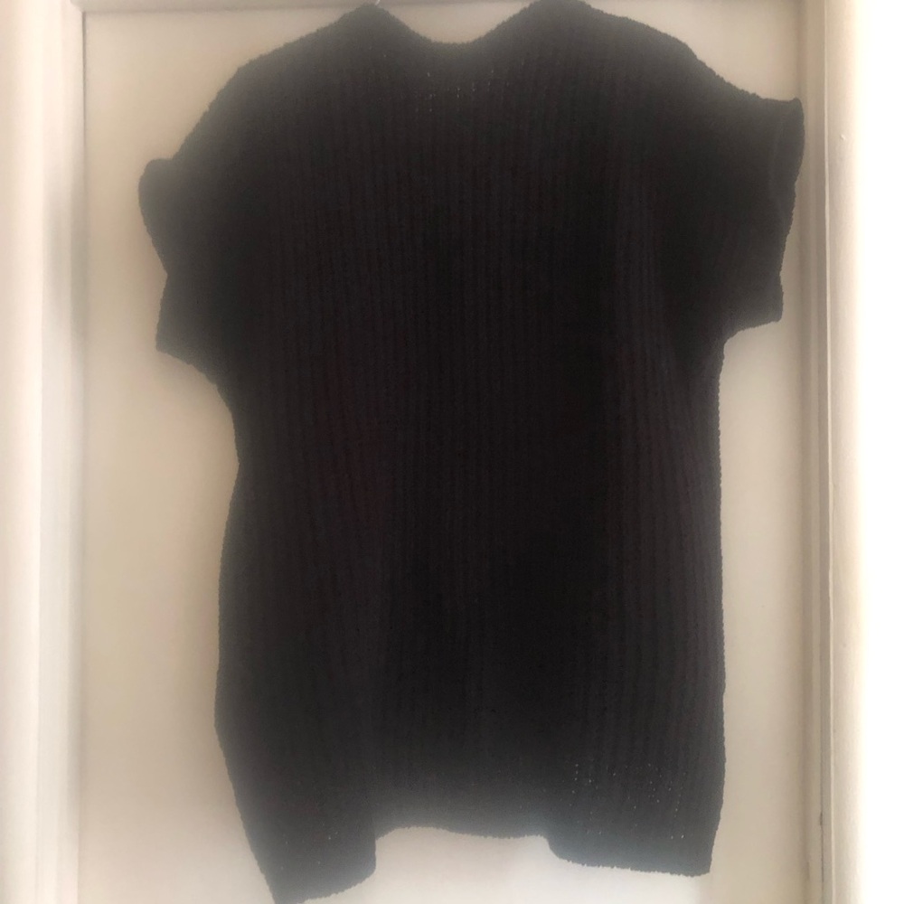 ❤️POL Black Short Sleeve Sweater Vest Chest Pocket Size L